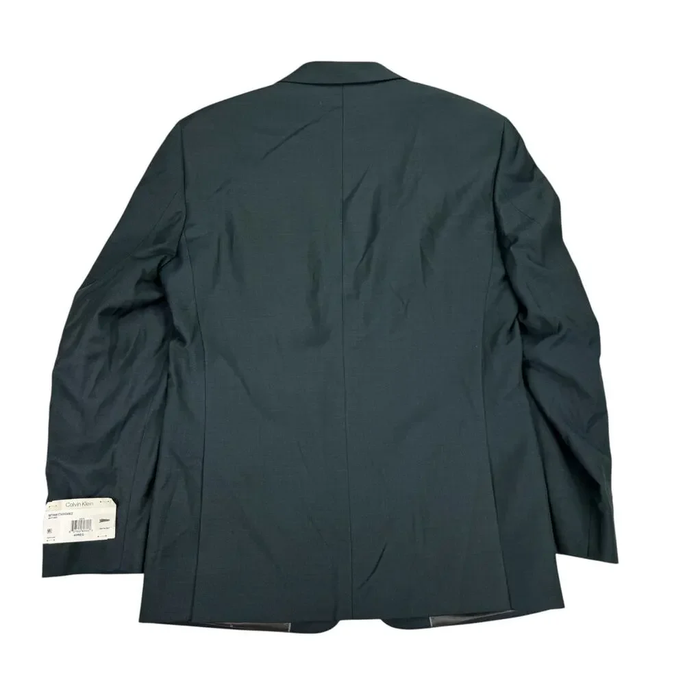 Calvin Klein Mens Matthew Slim Fit Wool Blend Stretch Suit Jacket Green 40R